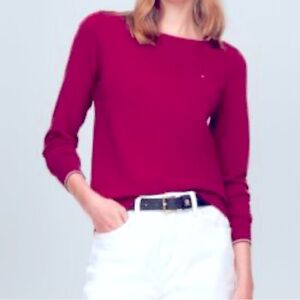 Tommy Hilfiger Long Sleeve‎ 100% Cotton Soft Red/Plum Crewneck Womens Medium NWT